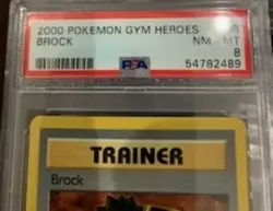 Brock Non Holo Rare PSA 8 Pokemon WOTC 2000 Gym Heroes Unlimited - Image 2