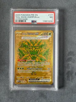 Pokemon TCG Sv: Prismatic Evolutions Teal Mask Ogerpon EX Gold 177/131 PSA 7 - Image 1