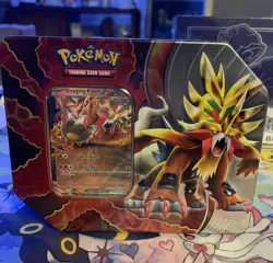 Pokemon TCG Paradox Destinies Tin-Gouging Fire EX 5 Booster Packs - NEW SEALED! - Image 1