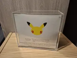 Pokemon TCG 25th Celebrations Elite Trainer Box in an acrylic case - Image 1