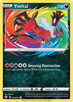 Yveltal 046/072 Shining Fates Amazing Rare Pokemon Card - Image 1