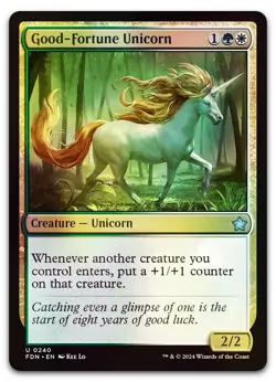Good-Fortune Unicorn #240 (Foil) (NM) Foundations FDN Magic MTG - Image 1