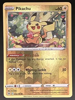 Pokemon Pikachu 052/196 Swsh11 Lost Origin 2022 REVERSE HOLO - Image 1