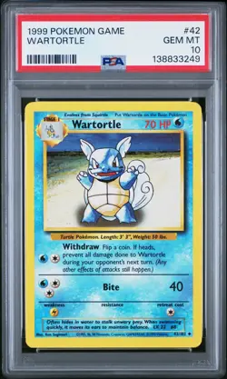 1999 Pokemon Base Set Unlimited Wartortle #42 PSA 10 GEM MINT - Image 1