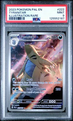 2023 POKEMON PAL EN-PALDEA EVOLVED ILLUSTRATION RARE #222 TYRANITAR PSA 9 - Image 1