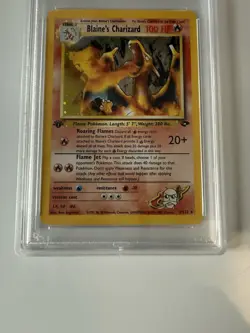Pokemon Blaine's Charizard Gym Challenge 1st Edition Holo Rare #2 PSA 8 Hero - Image 4