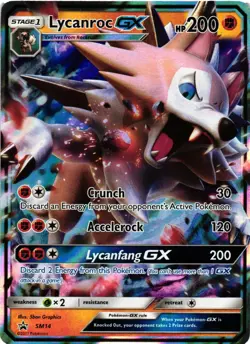 Pokemon TCG Sun & Moon Black Star Promo SM14 Lycanroc GX DMG - Image 1