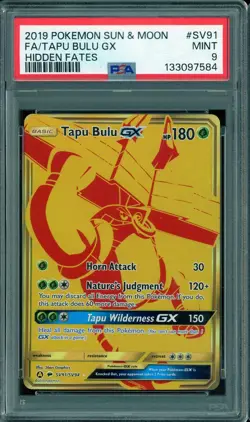 2019 POKEMON SUN & MOON #SV91 FULL ART TAPU BULU GX MINT PSA 9 HIDDEN FATES - Image 1