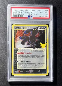 2021 Pokemon Celebrations Umbreon Gold Star Classic Collection PSA 10 - Image 1