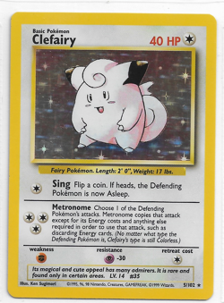 Rare Pokemon Clefairy Holo Foil TCG # 5/102 NM-MT Never Played With - Image 1