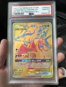 Reshiram & Charizard GX Pokemon Tag Team SM247 Black Star Promo PSA 10 Gem Mint - Image 1