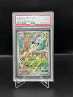 2025 Pokemon PFL EN MEOWTH Illustration Rare PSA 9 MINT #106 Fantasmal Flames - Image 1