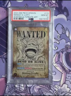 Namco Monkey D. Luffy OP09-119 Secret Rare Foil Alternate Art PSA 10 One Piece - Image 1