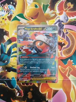 Mega Scrafty Ex 135/217 Holo Rare Card Pokemon Ascended Heroes Near Mint - Image 1