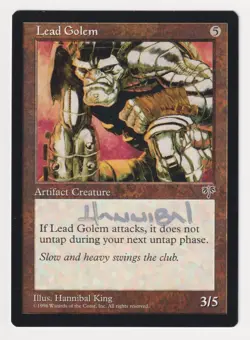 Silver Signed Lead Golem Proof LP Mirage Artist Hannibal King 1996 MTG Magic AP! - Image 1
