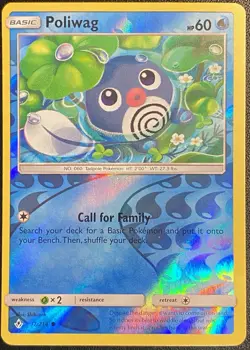 Poliwag Reverse Holo Common 37/214 Pokemon TCG Sun & Moon Unbroken Bonds NM - Image 1
