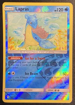Lapras Reverse Holo Rare 56/214 Pokemon TCG Sun & Moon Lost Thunder NM - Image 1