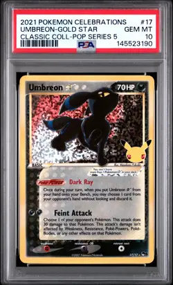 2021 POKEMON CELEBRATIONS CLASSIC COLL #17 UMBREON-GOLD STAR PSA 10 - Image 1
