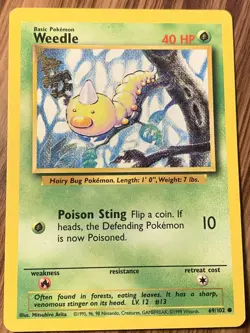 Weedle 69/102 Base Set Pokemon TCG 1999 Common Card Vintage LP - Image 1