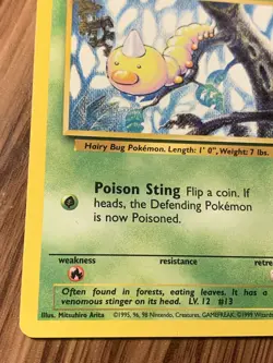 Weedle 69/102 Base Set Pokemon TCG 1999 Common Card Vintage LP - Image 3