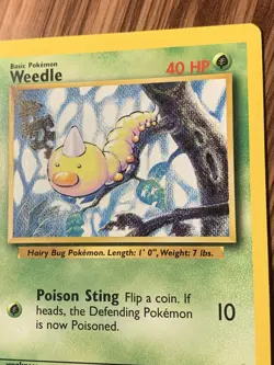 Weedle 69/102 Base Set Pokemon TCG 1999 Common Card Vintage LP - Image 5