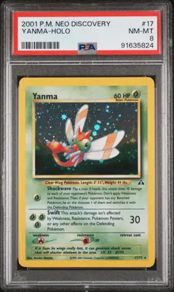 2001 Pokemon Neo Discovery Yanma Holo PSA 8 - Image 1