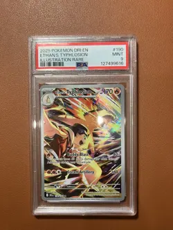 2025 POKEMON DRI EN-DESTINED RIVALS ILLUSTRATION RARE ETHAN'S TYPHLOSION PSA 9 - Image 1