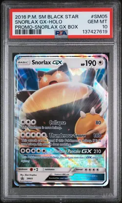2016 POKEMON SM BLACK STAR PROMO SNORLAX GX BOX #SM05 SNORLAX GX-HOLO PSA 10 - Image 1