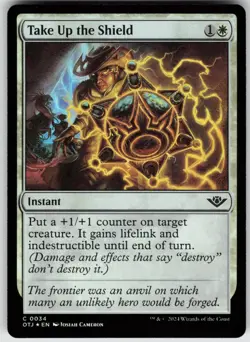 MTG Take Up the Shield 34 Outlaws of Thunder Junction C Foil NM - Image 1