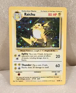 Raichu Holo Rare Pokemon 14/102 NM WOTC Base Set 1999 Unlimited Vintage Pokemon - Image 1