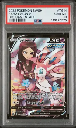 2022 POKEMON SWORD & SHIELD BRILLIANT STARS TG14 FULL ART SYLVEON V PSA 10 - Image 1
