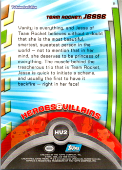 Team Rocket: Jesse HV2 Topps TV Animation Edition Silver Foil Blue LP Pokemon - Image 2