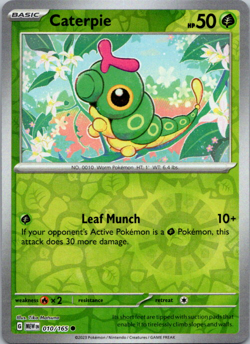 Pokemon TCG: Caterpie 010/165 Reverse Holo - Scarlet & Violet 151 NM - Image 1
