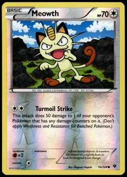 Meowth 74/124 Common Fates Collide Pokemon Reverse Holo NM - Image 1