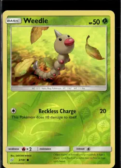 Pokemon Weedle 3/181 Team up Reverse Holo Common - Image 1