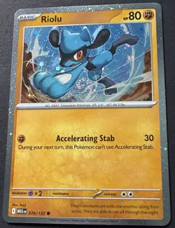🔥 RARE SWIRL 🔥 Pokemon TCG: Riolu - 076/132 - Cosmos Holo - Image 1