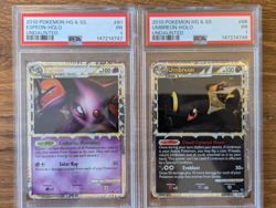 2X LOT 2010 Pokemon HGSS Undaunted PSA 1 Umbreon 86 & Espeon 81 Prime Holo SEQUE - Image 1