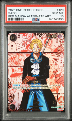 PSA 10 One Piece Card Sabo OP13-120 Red Parallel Comic Chinese OP13 Manga - Image 1