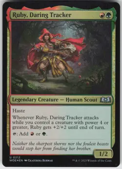 MTG Ruby, Daring Tracker 212 Wilds of Eldraine U Foil NM - Image 1