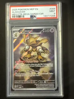 ALAKAZAM #009 BLACK STAR PROMO MEGA ETB GARDEVOIR 2025 POKEMON MEP PSA 9 - Image 1
