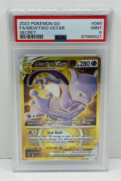 🔥2022 POKEMON GO SECRET #086 FULL ART/MEWTWO VSTAR PSA 9 Mint!🔥 - Image 1