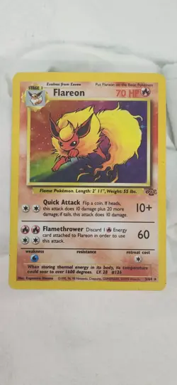 Pokemon 1999 Flareon Jungle 3/64 Holo Rare MP - Image 1