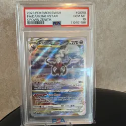 2023 POKEMON SWORD & SHIELD CROWN ZENITH #GG50 FULL ART/DARKRAI VSTAR PSA 10 - Image 1