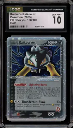 Pokemon Rocket's Raikou ex EX Deoxys Holo Secret Rare #108 CGC 10 Gem Mint - Image 1