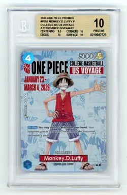 Monkey D. Luffy BGS 10 Pristine 2025 One Piece Promo US Basketball #P055 - Image 1