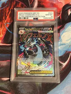 2025 Pokemon Black Star Promo Mega Charizard X Ex #023 PSA 10 UPC Promo - Image 1