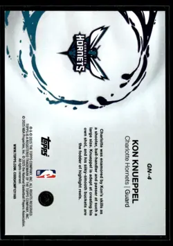 2025-26 TOPPS GENERATION NOW KON KNUEPPEL RC CHARLOTTE HORNETS #GN-4 - Image 2