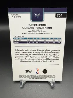Topps 2025-26 Chrome Kon Knueppel Rookie Refractor Charlotte Hornets #254 - Image 2