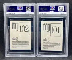 Lot (2) Michael Jordan Upper Deck UD International Stickers PSA 6 Bulls Rare - Image 2