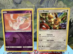 Mew 32/68 Reverse Holo Rare Hidden Fates 2019 Pokemon TCG and Eevee 48/68 Holo - Image 1